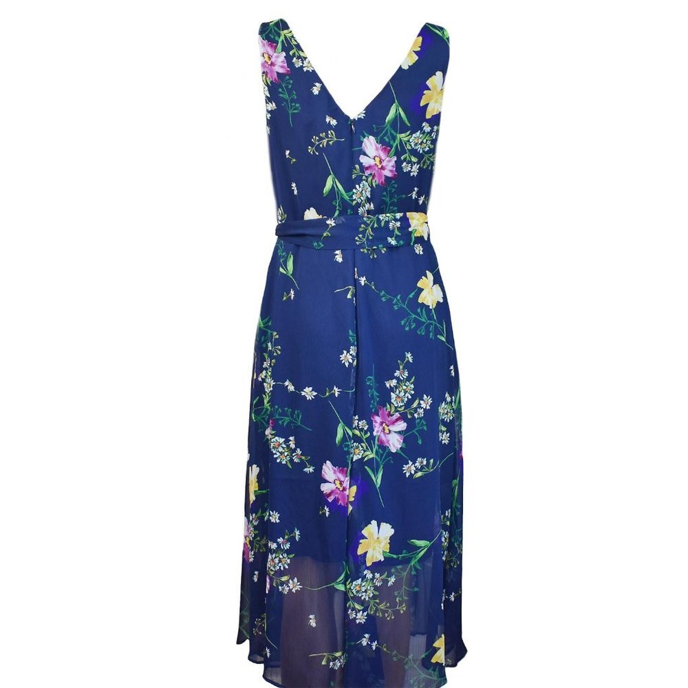 DKNY Women’s Dress La Fleur Goddess Chiffon V-Neck Wrap Size 14 - Picture 3 of 6